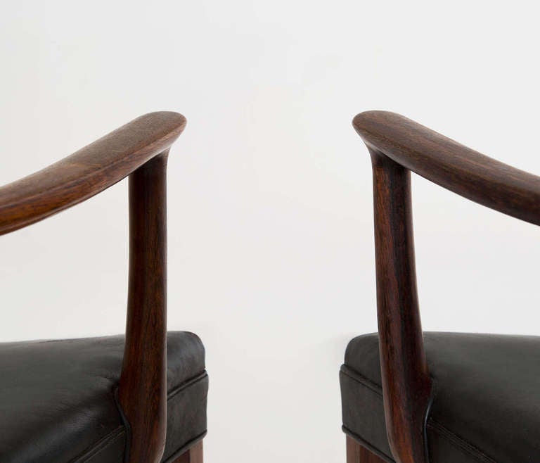 Solid Rosewood Armchairs Ole Wanscher for A. J. Iversen, Large Version 1