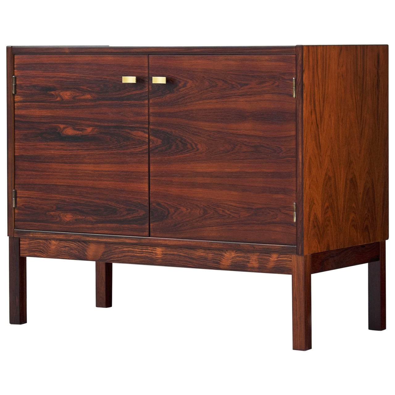 Small Sideboard Made of Rosewood with Brass Details