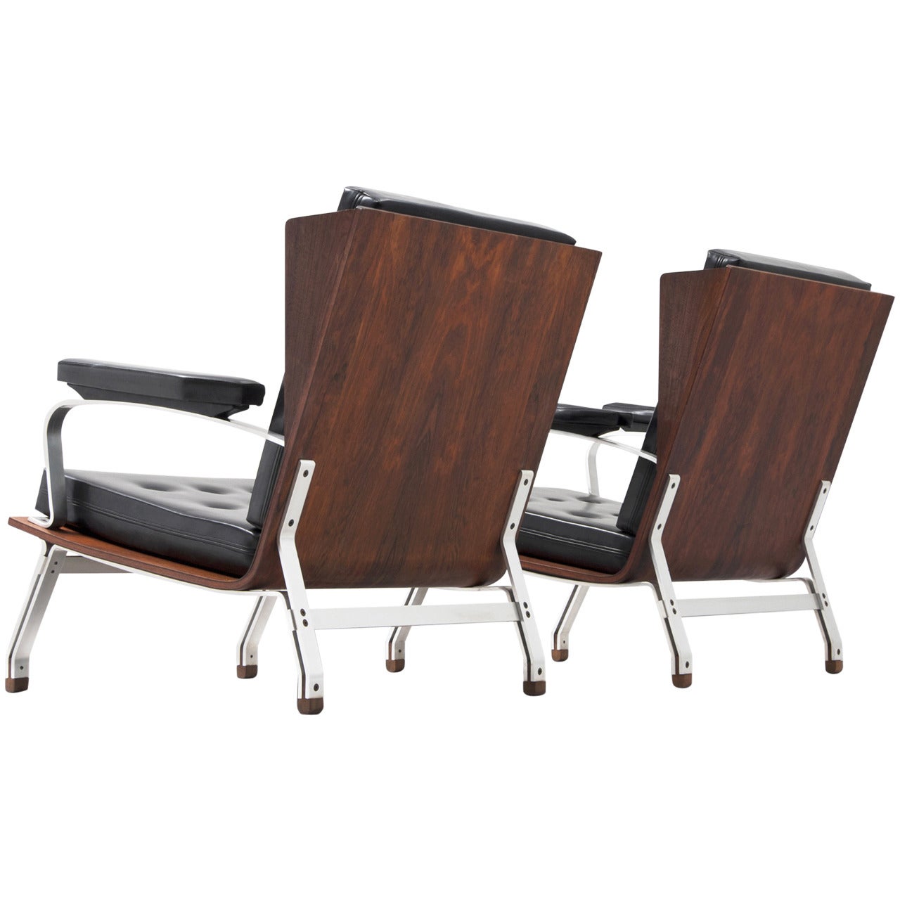Set of Two Unusual Rosewood Lounge Chairs for Cassina, style of Ico Parisi