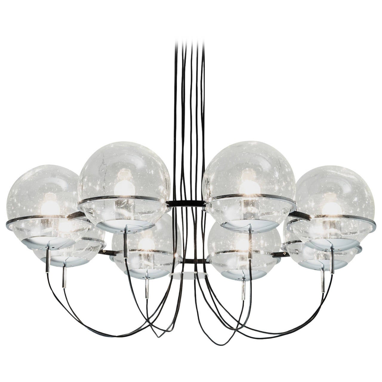 Large Chandelier with Eight Glass Bulbs For Sale at 1stDibs