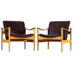 Pair of Two Easy Chairs by Fredrik A. Kayser in Oak