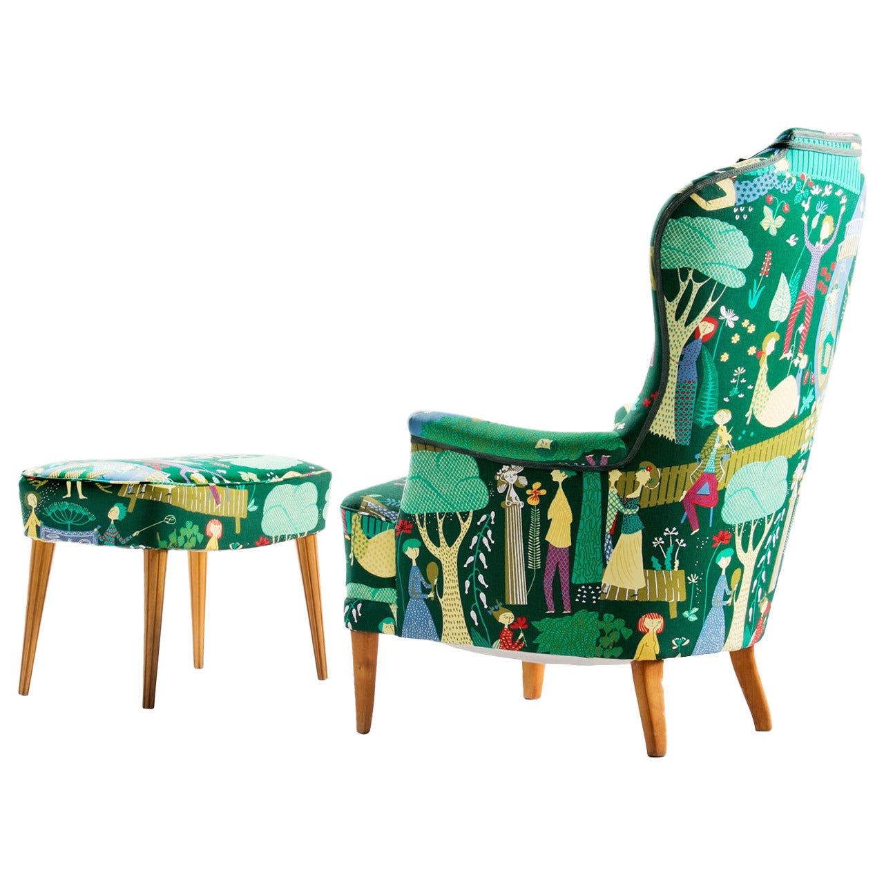 Carl Malmsten 'Farmor' Lounge Chair with Ottoman