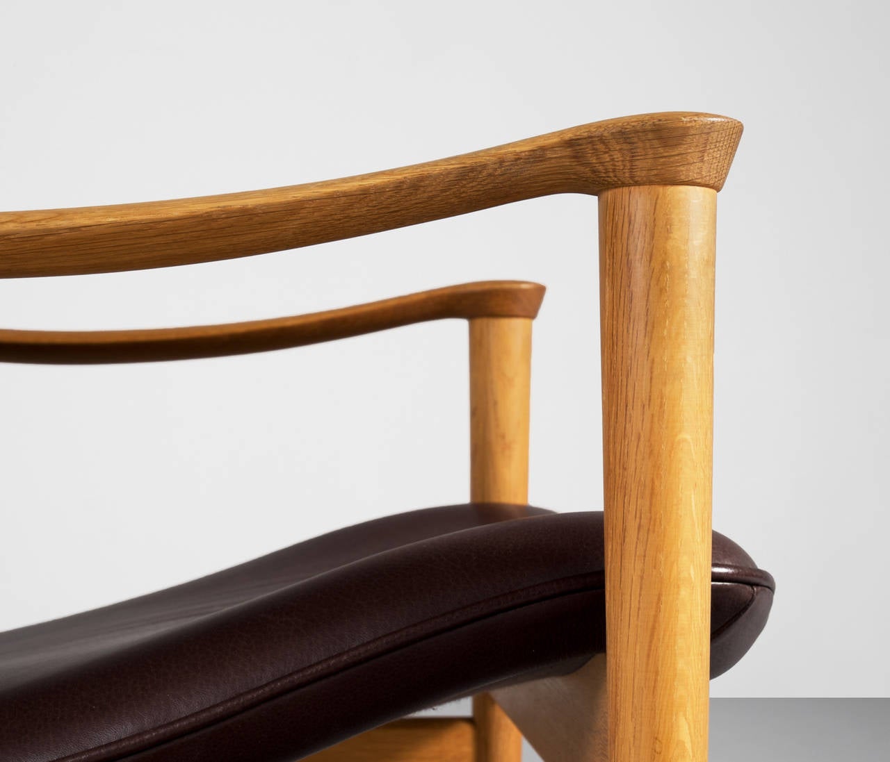 Leather Pair of Two Easy Chairs by Fredrik A. Kayser in Oak