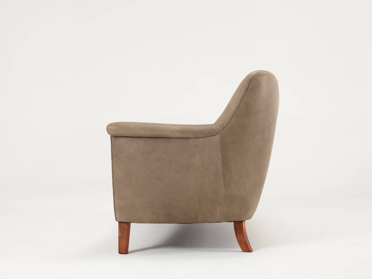 Scandinavian Modern Organic Shaped Curved Danish Sofa, Reupholstered