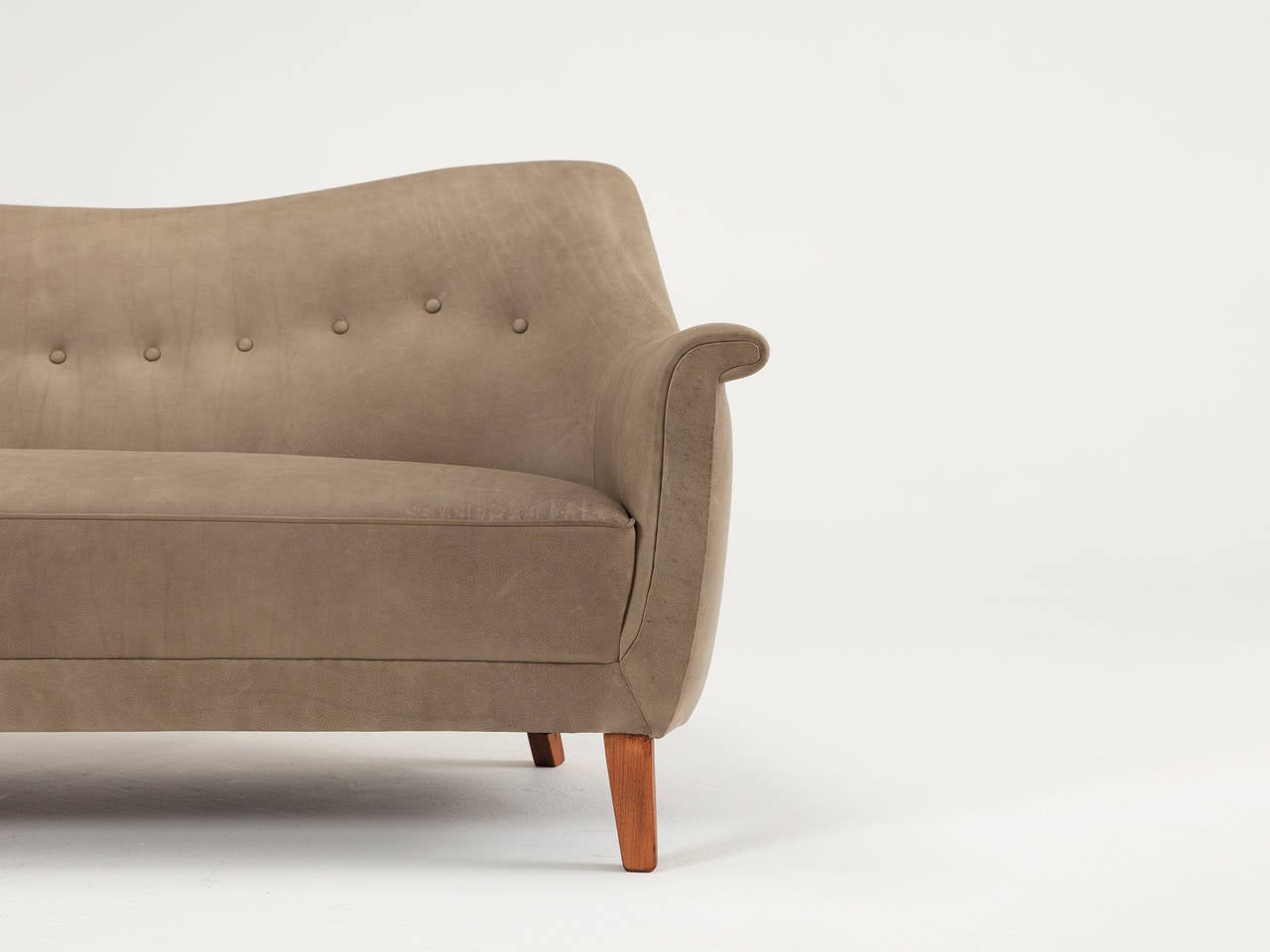 Mid-20th Century Organic Shaped Curved Danish Sofa, Reupholstered