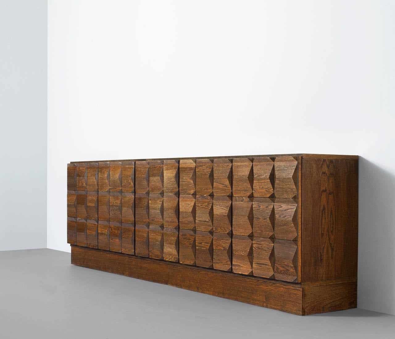 Brutalist Highboard with Graphic Panels in Oak 2