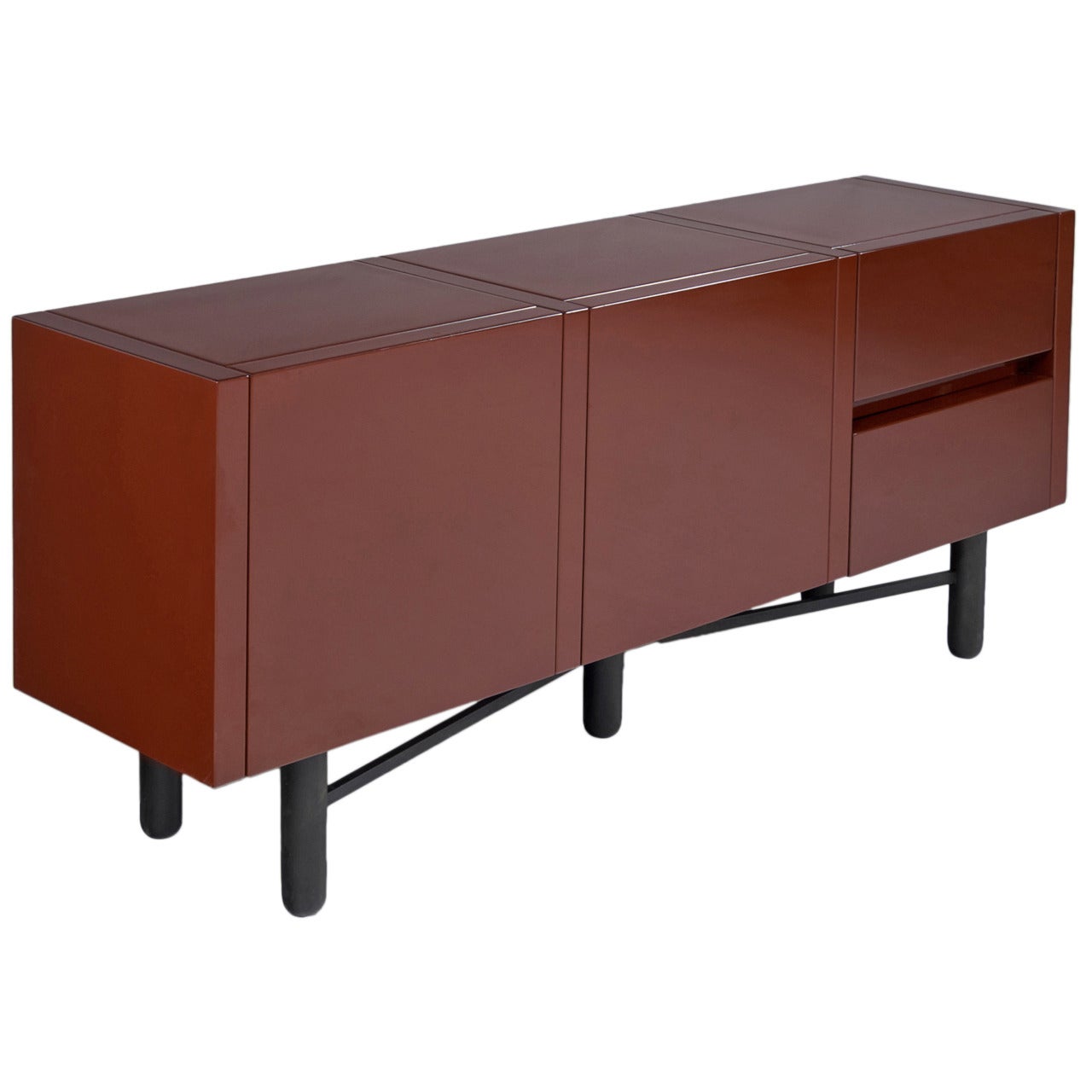 Roche Bobois Red Lacquered High Gloss Sideboard