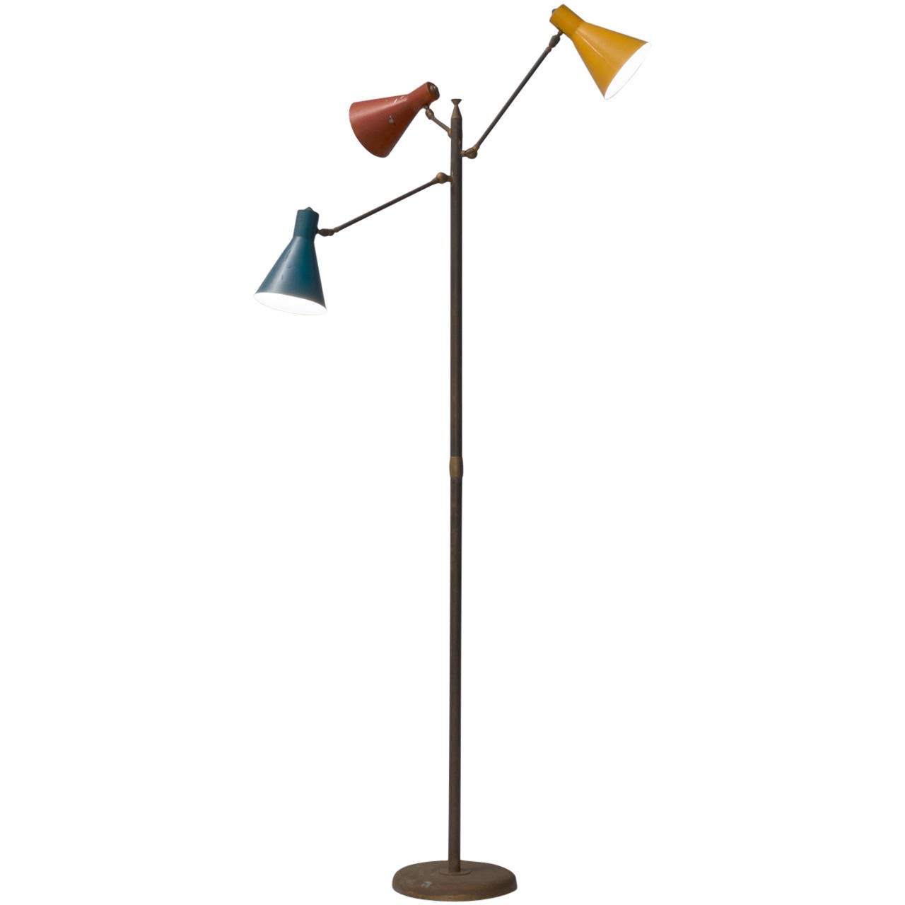 Italian Floor Lamp With Colored Shades And Well Patinated Br For Italian Floor Lamp With Colored Shades And Well Patinated Br For