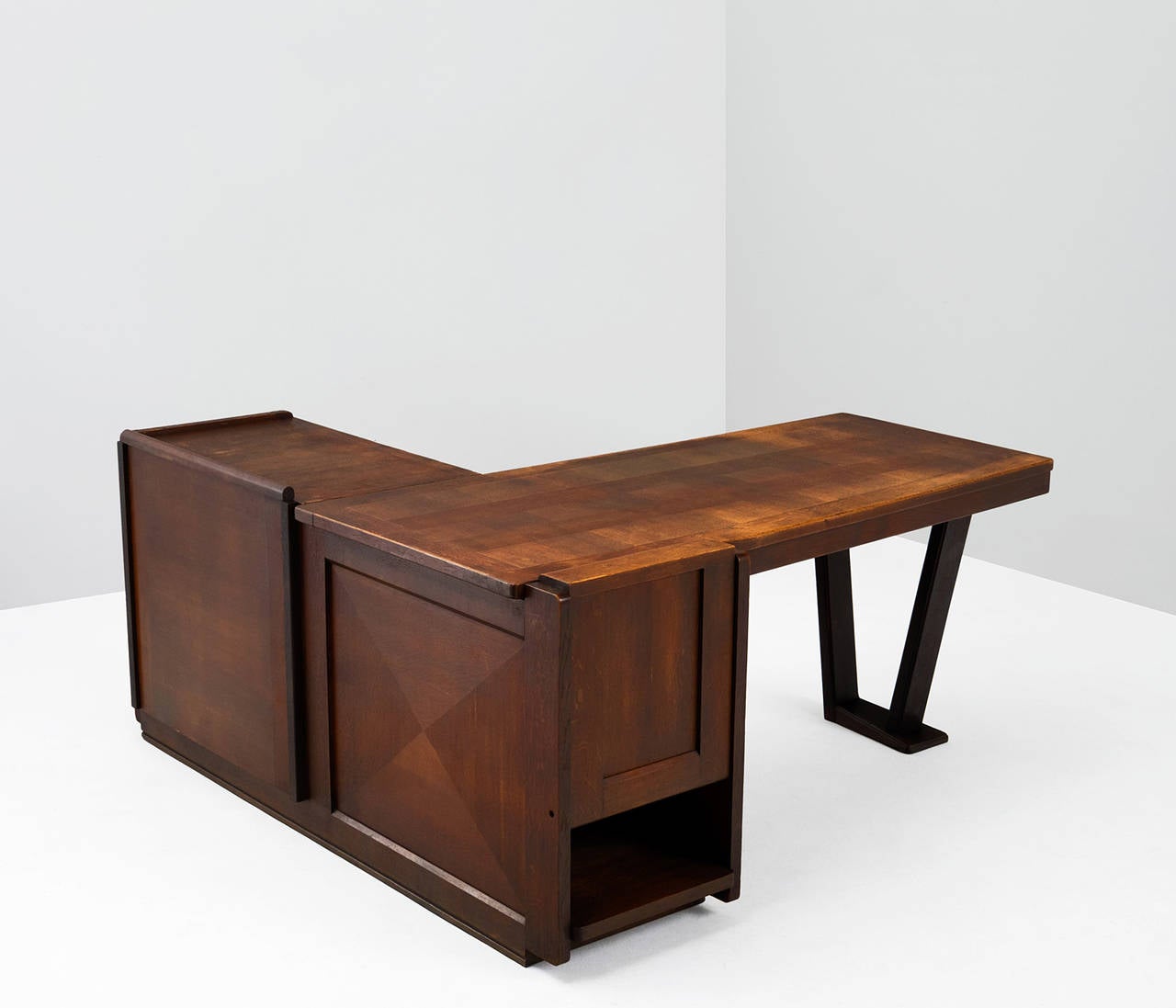 French Guillerme et Chambron Dark Stained Oak Desk