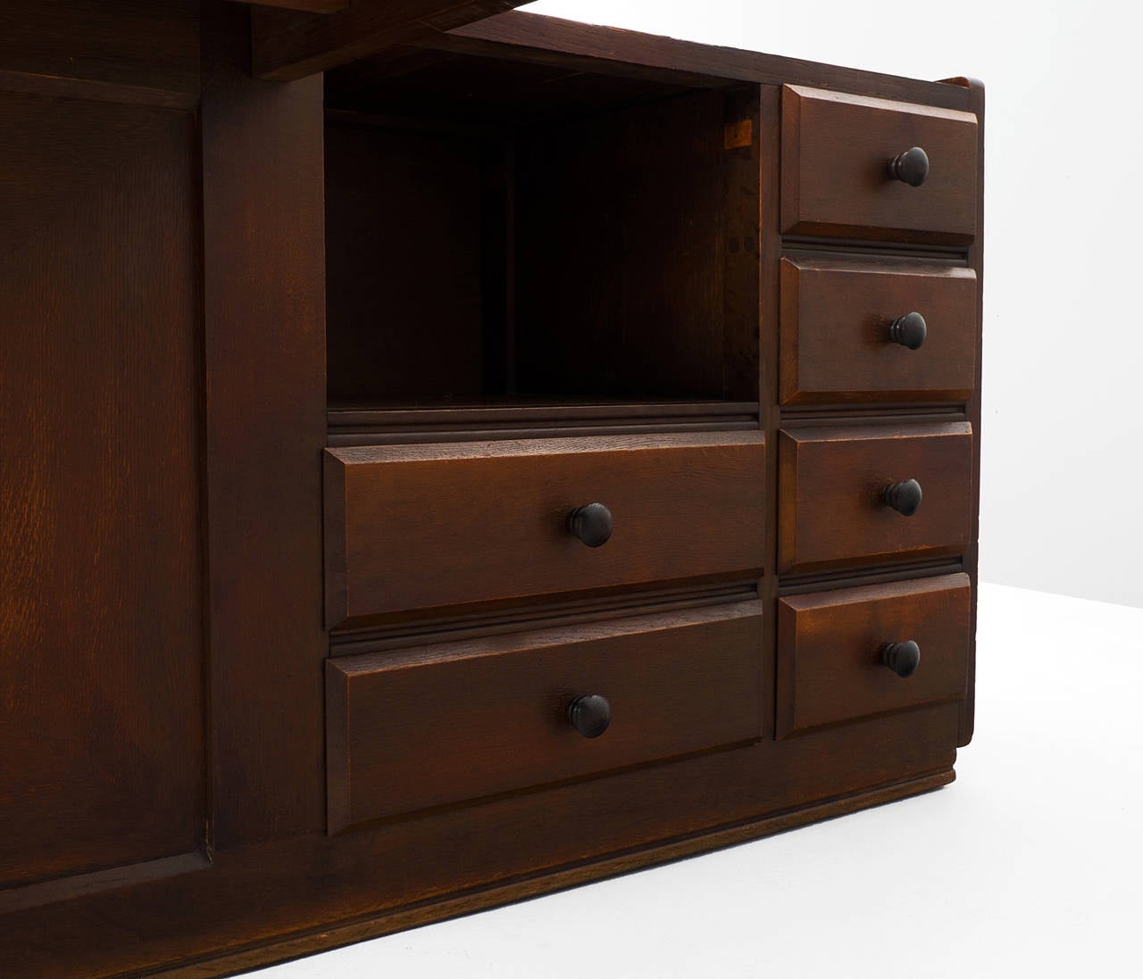 Mid-20th Century Guillerme et Chambron Dark Stained Oak Desk