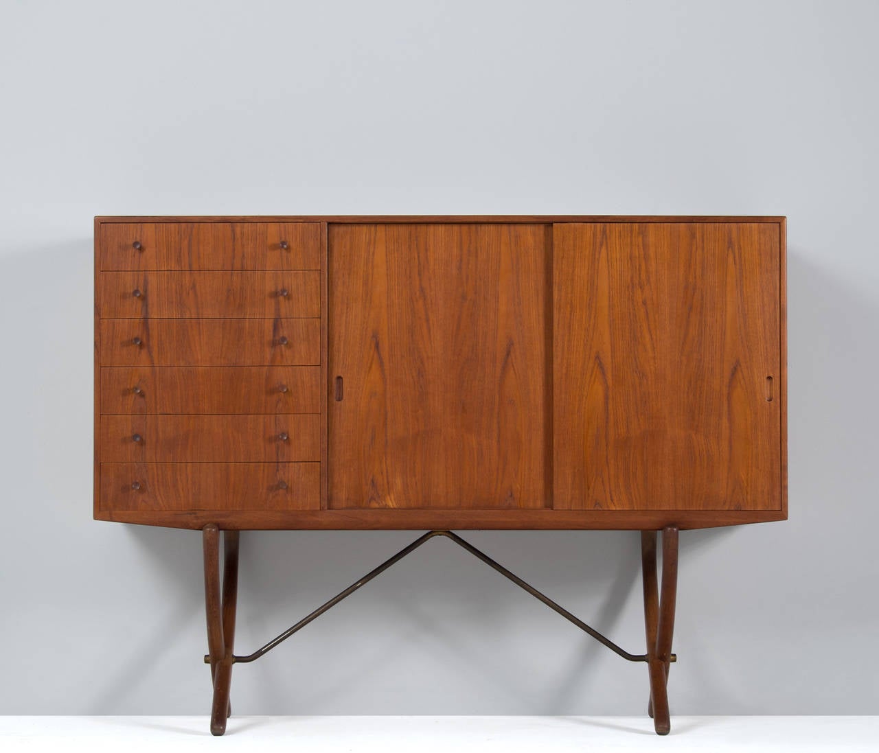 Danish Hans Wegner Cross Legged Credenza in Teak and Oak by Carl Hansen