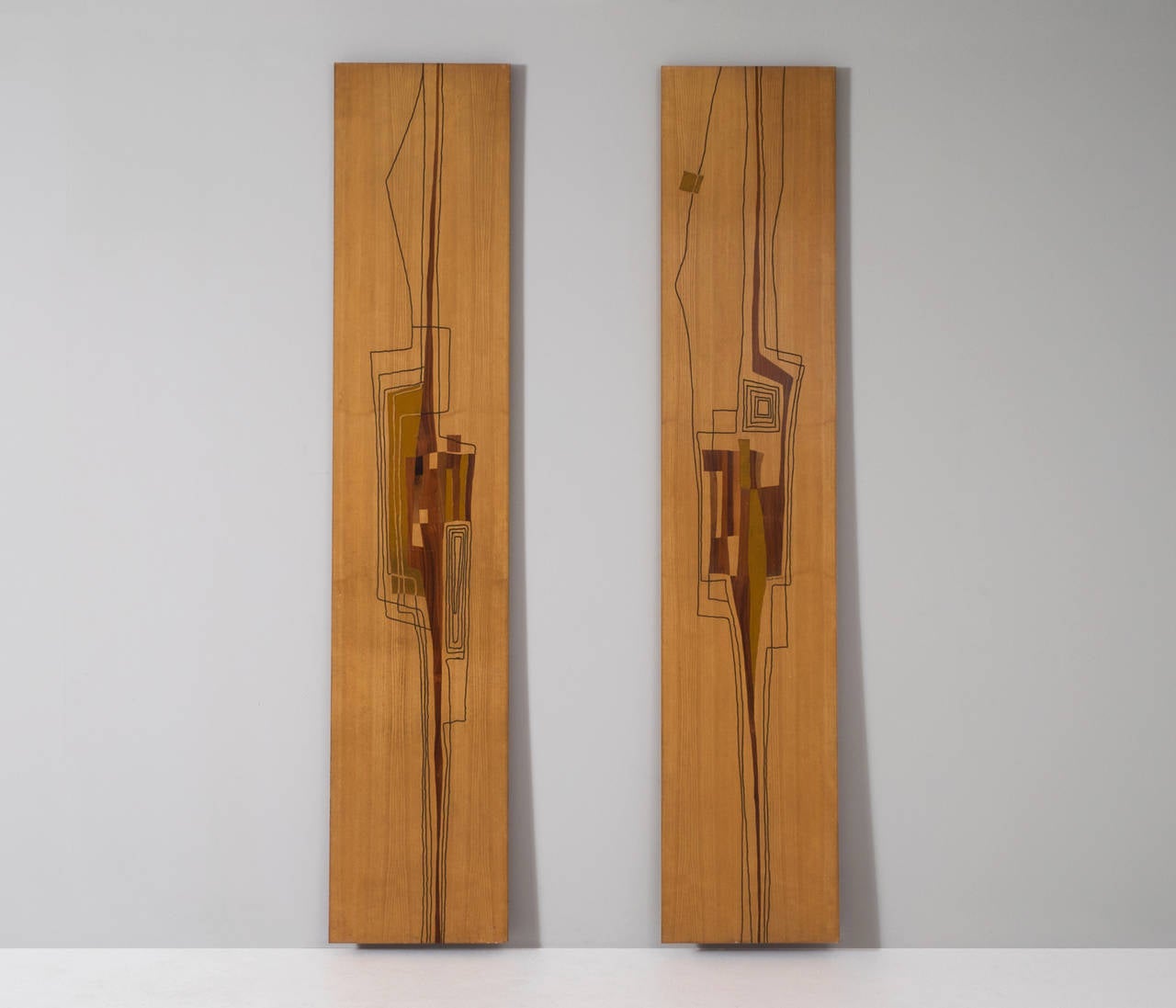 Italian 10ft / 290cm large - Marcello Siard wooden Wall Panels, Italy, 1961