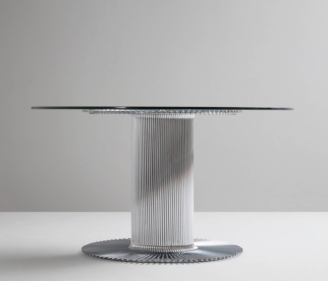 Mid-Century Modern Italian Pedestal Dining Table in Chrome and Glass