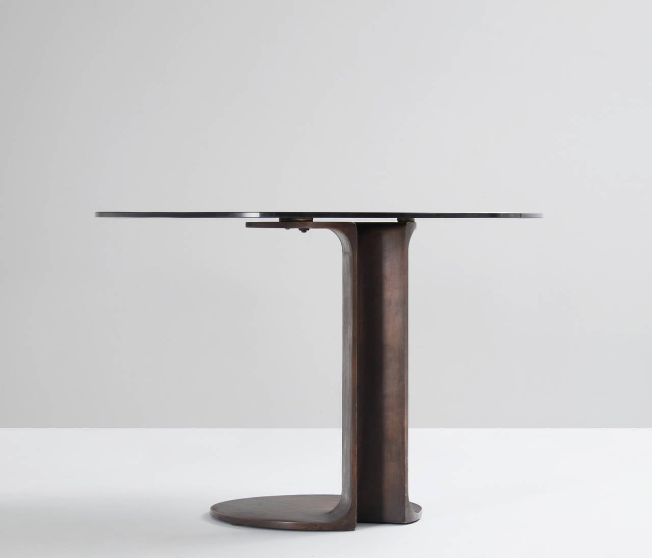 Mid-Century Modern Tobia Scarpa Sculptural Table in Bronze and Glass