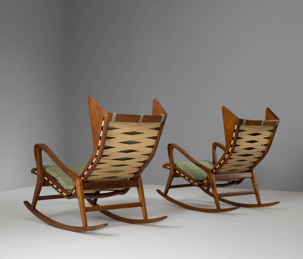 Mid-Century Modern Set of Two Italian Rocking Chairs for Cassina