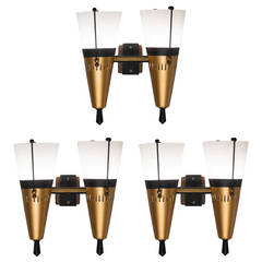 Set of Three Duo Sconces in the Style of Stilnovo