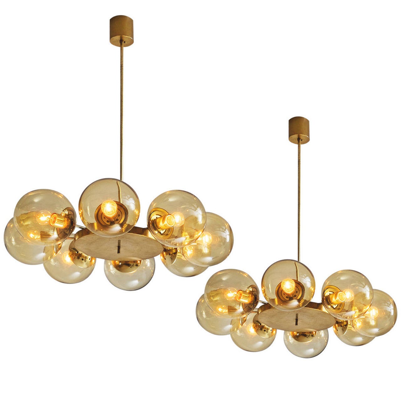 Five Chandeliers in Solid Brass