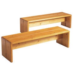 Charlotte Perriand Benches in Solid Pine