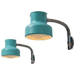 Large Set of Swedish Turquoise Wall Lights