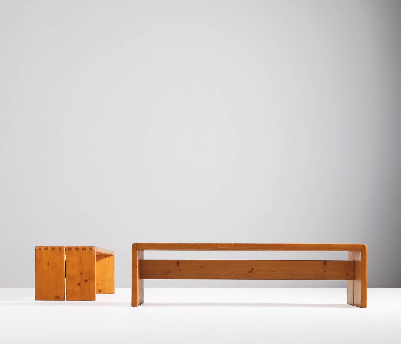 Mid-Century Modern Charlotte Perriand Benches in Solid Pine