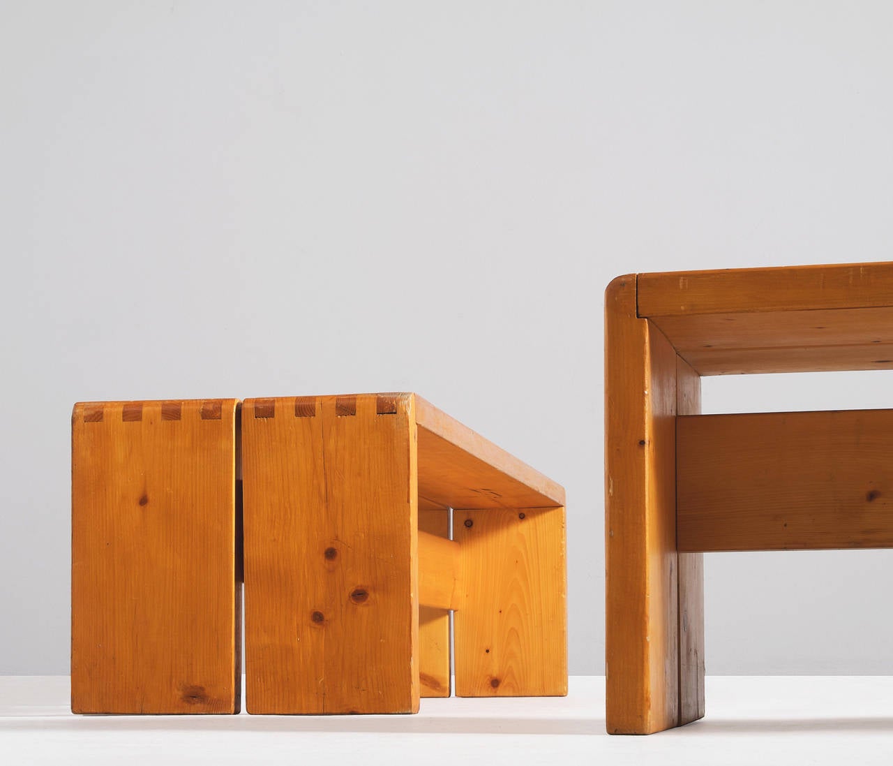 Mid-20th Century Charlotte Perriand Benches in Solid Pine