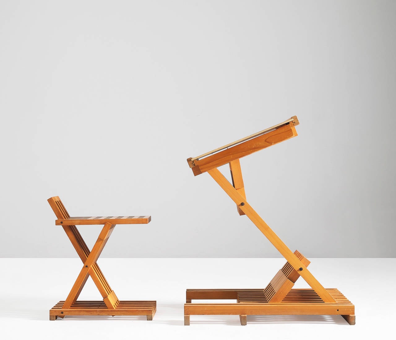 Exceptional Architects Drawing Table and Stool For Sale at 1stdibs