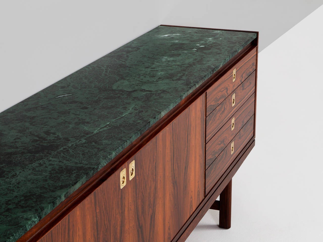 English Rosewood Sideboard by Robert Heritage with Green Marble top