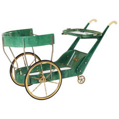 Aldo Tura Green Lacquered Trolley