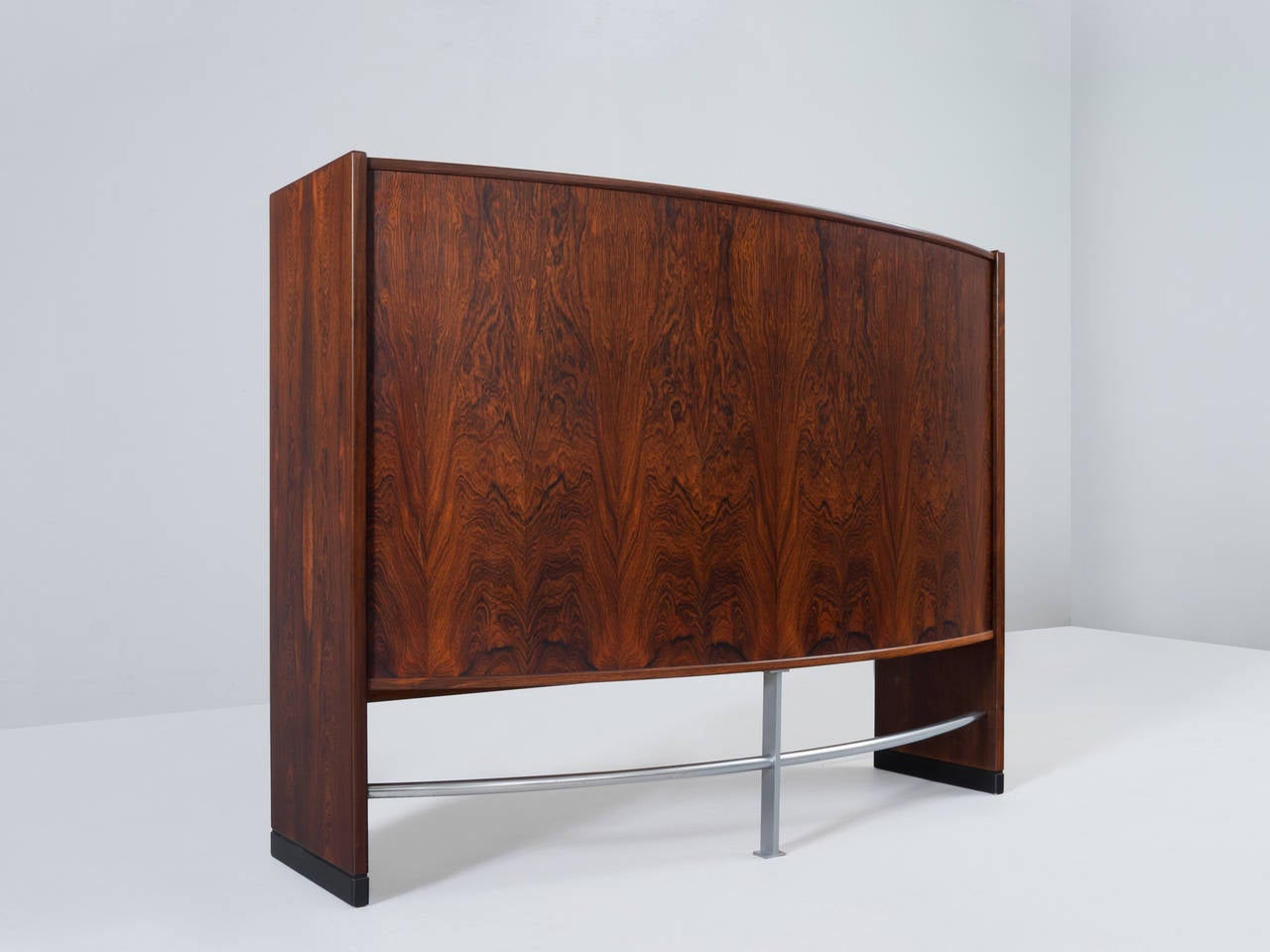 Luxury Danish Dry Bar In Rosewood - Chrome And Laminated Details 1