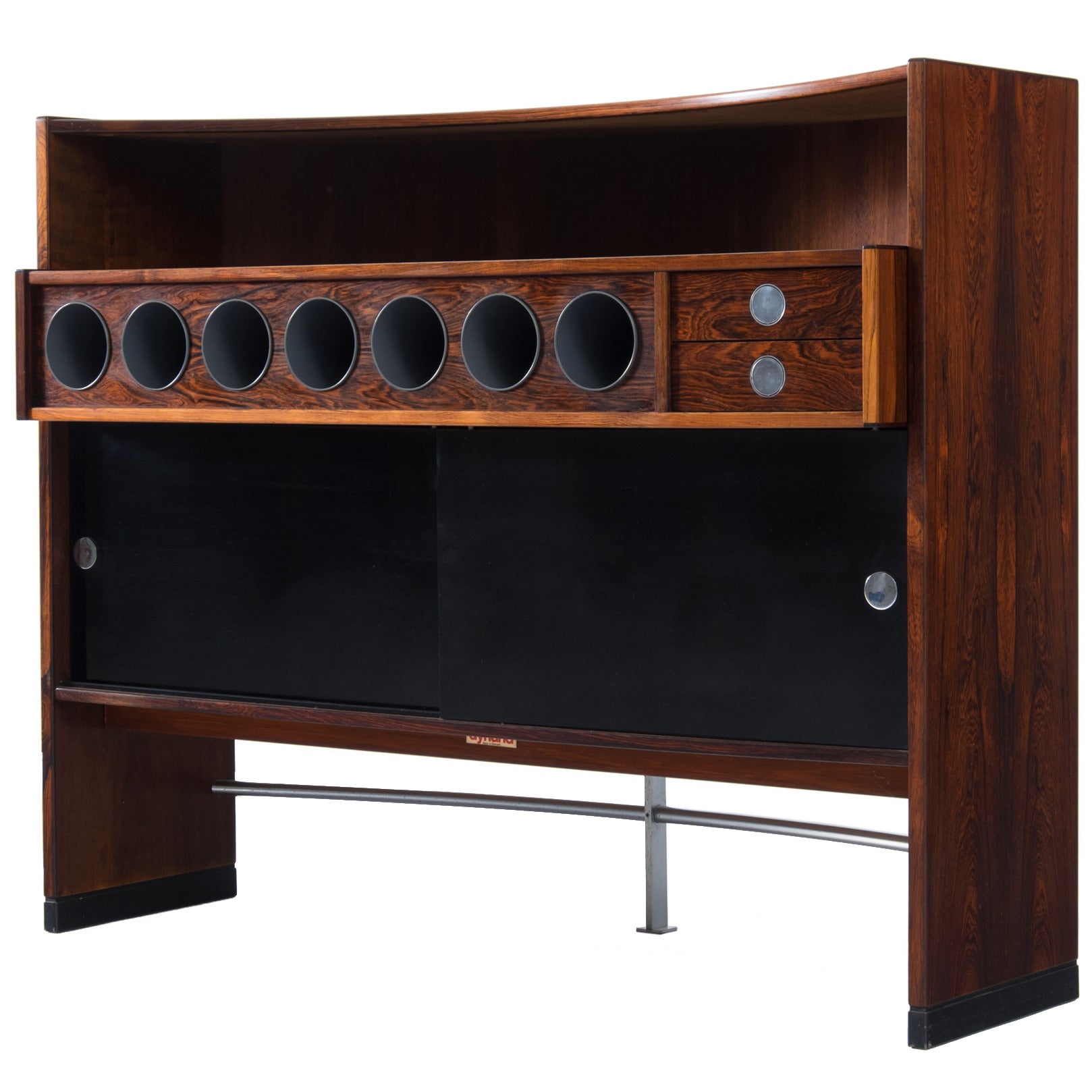 Luxury Danish Dry Bar In Rosewood - Chrome And Laminated Details