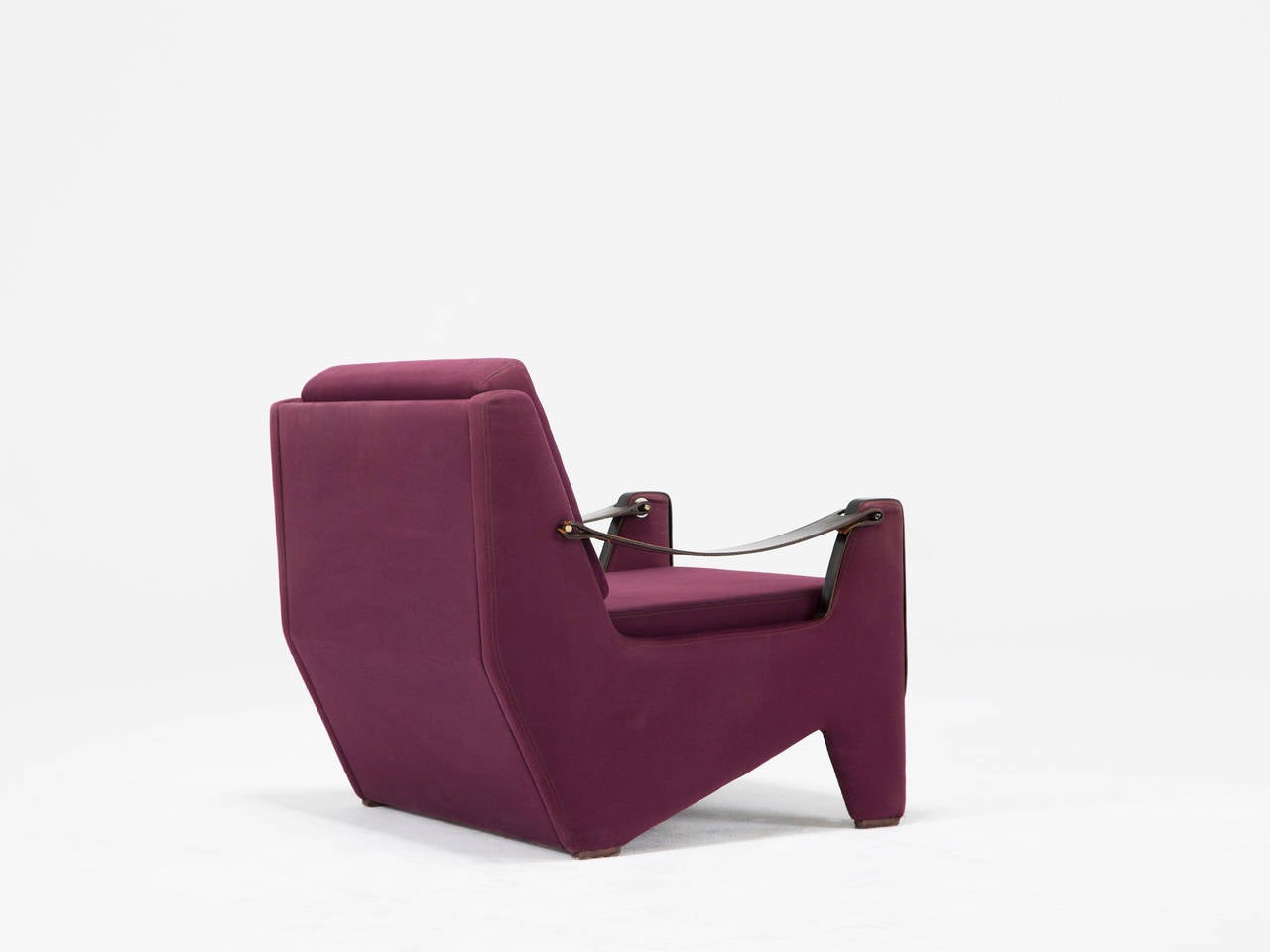 Mid-Century Modern Rare Lounge Chair in Purple Upholstery