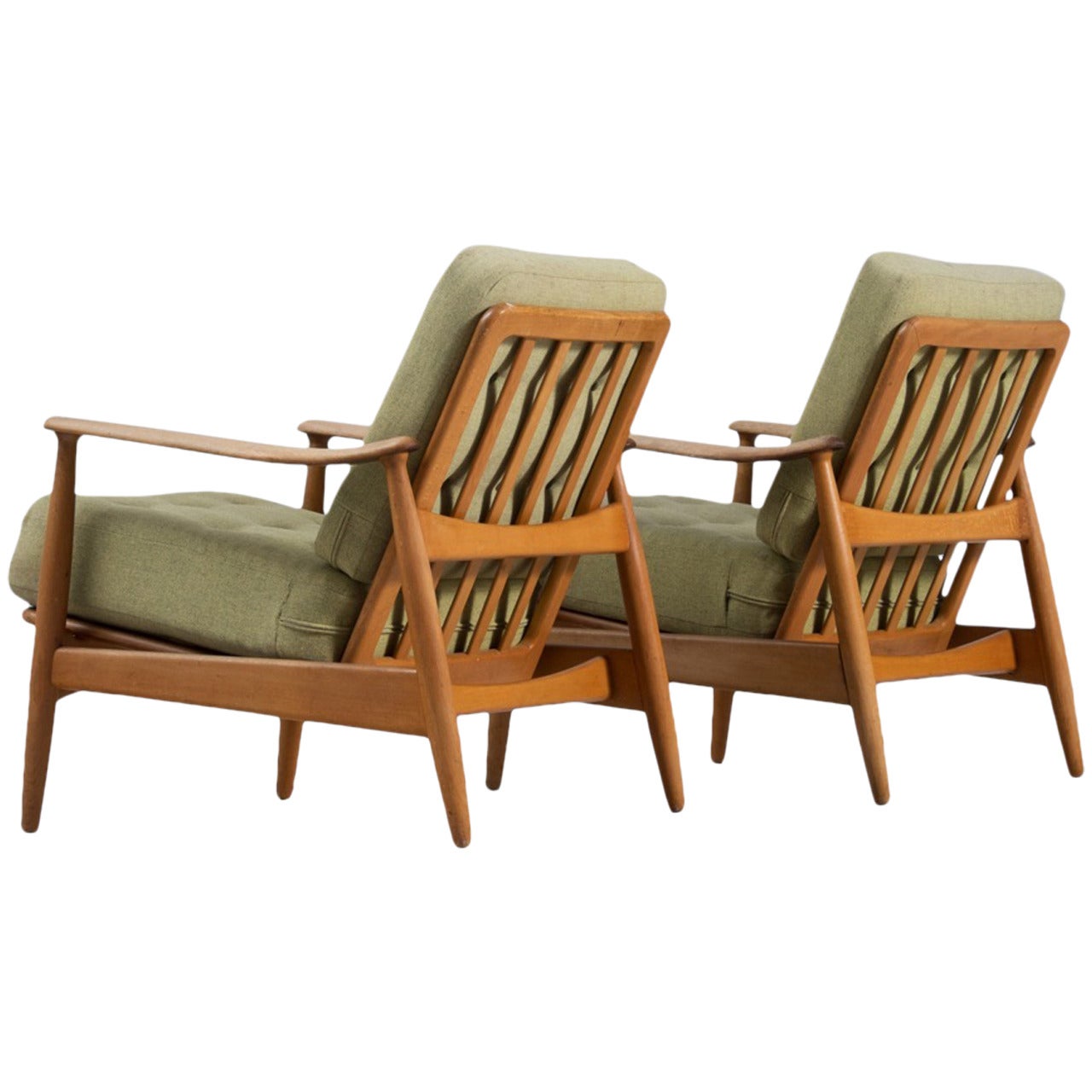 Arne Vodder Set of Two Adjustable Lounge Chairs in Oak