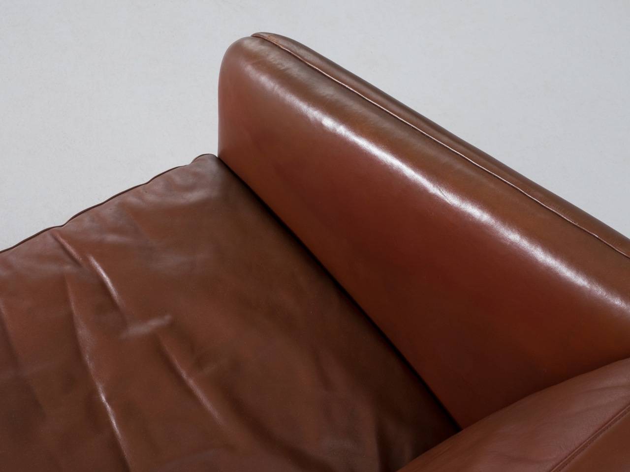 Mid-20th Century Cross Leg Sofa by Illum Wikkelsø in Original Leather