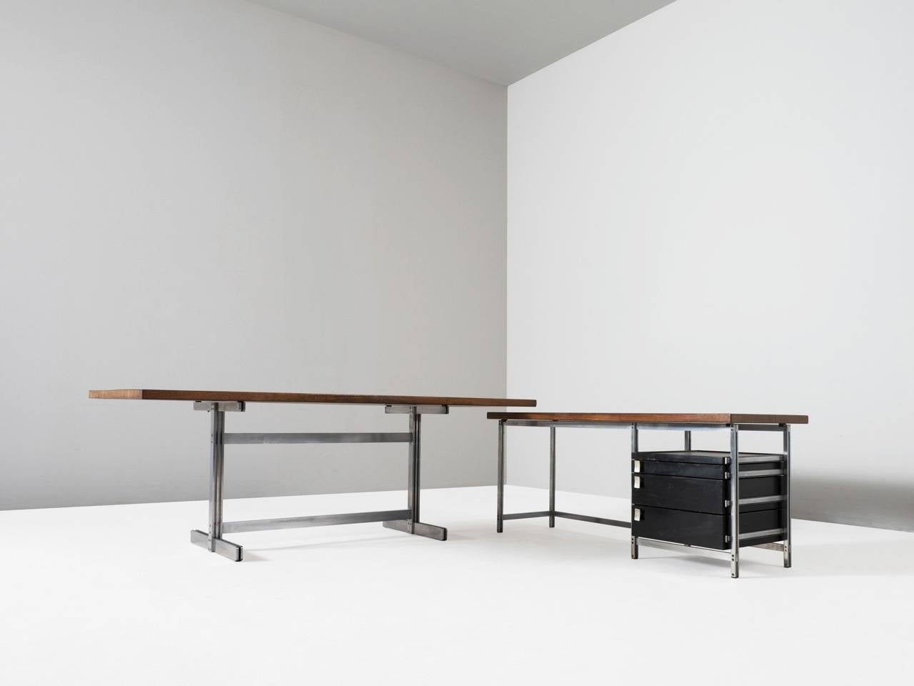Mid-Century Modern Custom Jules Wabbes Executive Desk in Solid Wenge Slat Top