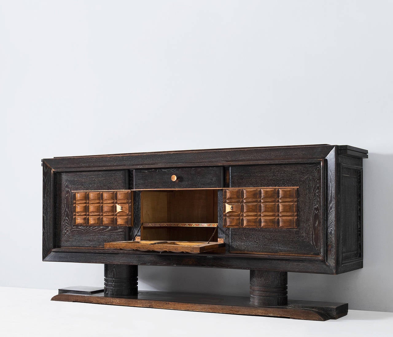 Charles Dudouyt Dark Stained Credenza For Sale at 1stdibs