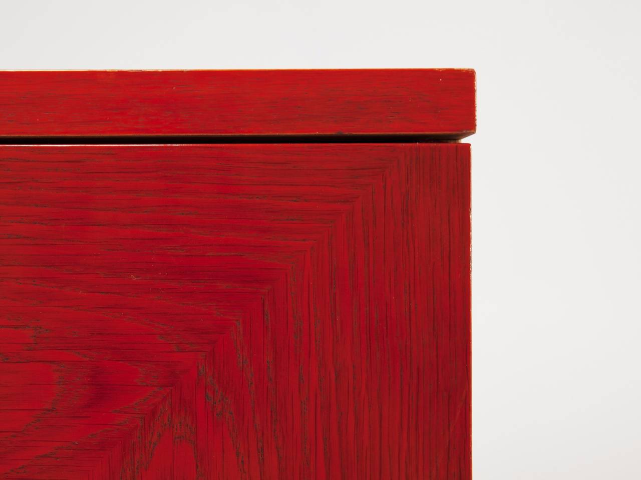 Late 20th Century Red Stained Brutalist Cabinet