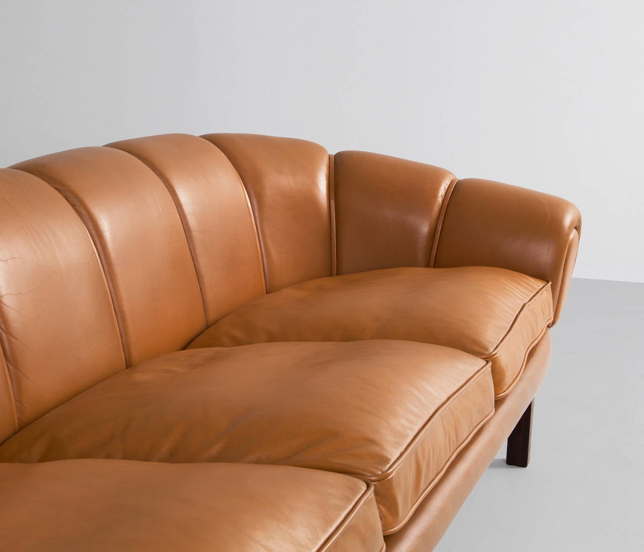 Danish Attributed to Illum Wikkelsø Three-Seat Sofa in Original Leather