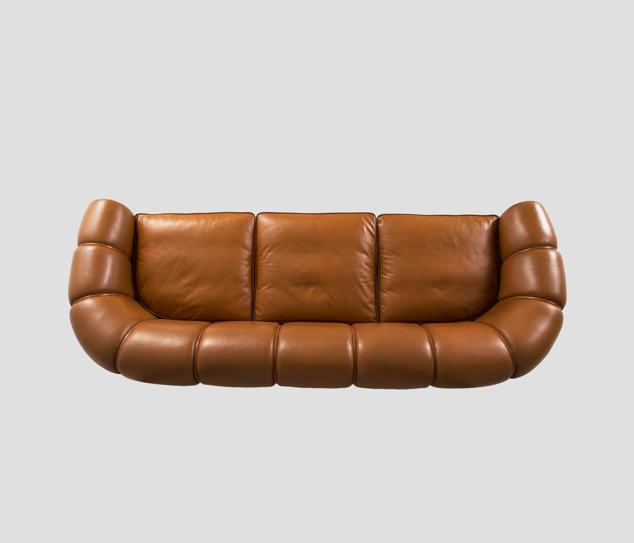 Attributed to Illum Wikkelsø Three-Seat Sofa in Original Leather In Excellent Condition In Waalwijk, NL