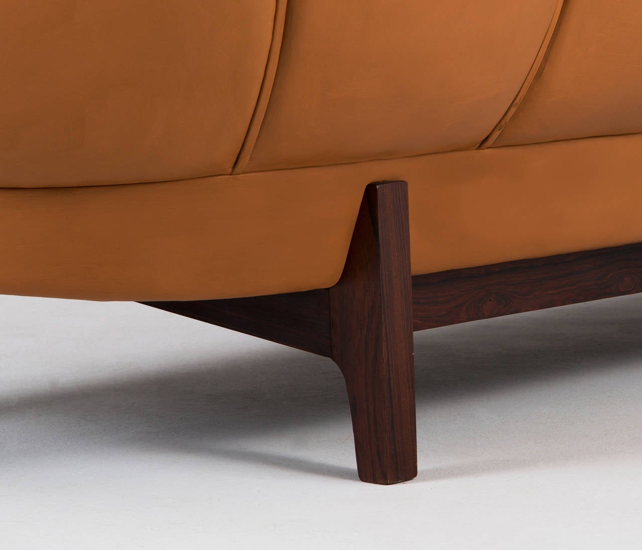 Mid-20th Century Attributed to Illum Wikkelsø Three-Seat Sofa in Original Leather