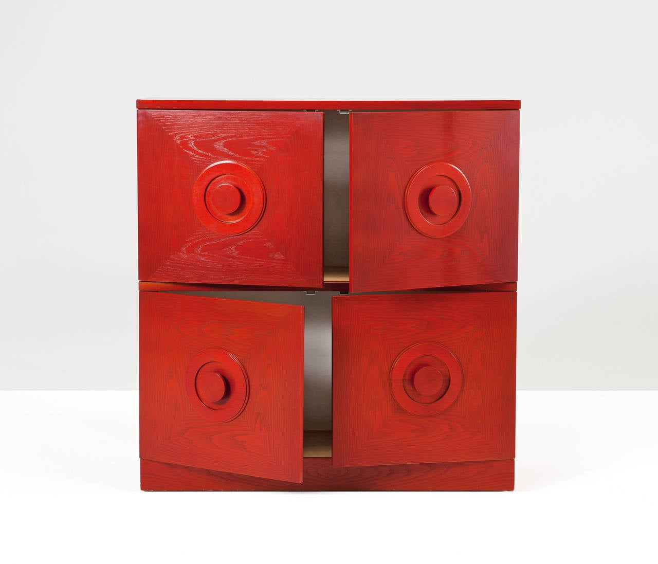 Belgian Red Stained Brutalist Cabinet
