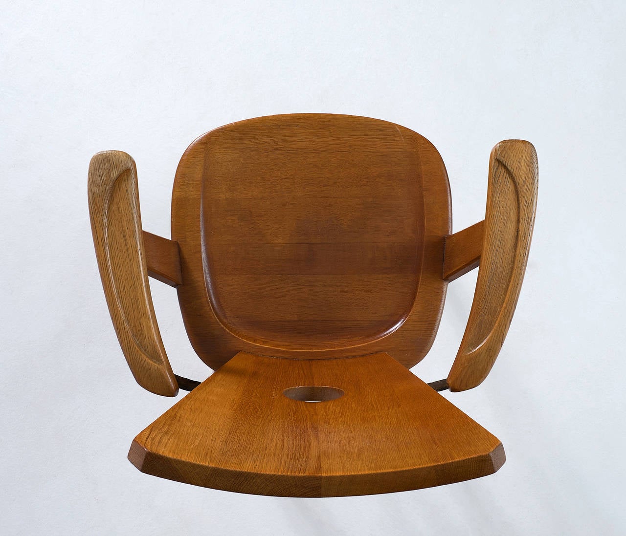 Mid-20th Century Set of Five Solid Oak Dining Chairs