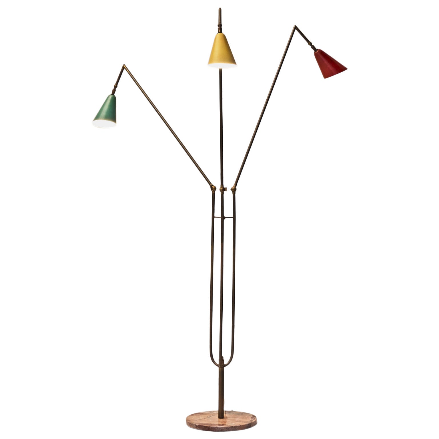 Italian Floor Lamp with Colored Shades