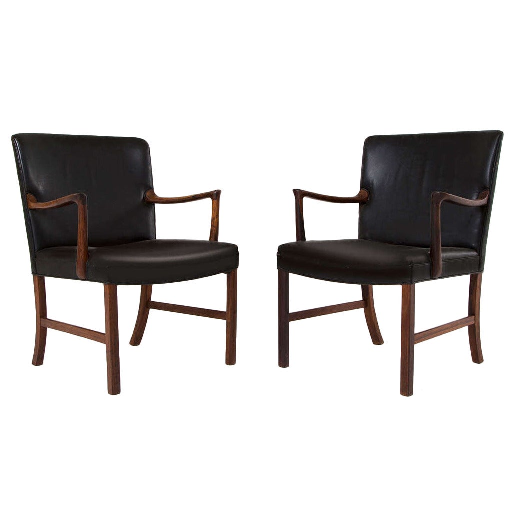 Solid Rosewood Armchairs Ole Wanscher for A. J. Iversen, Large Version