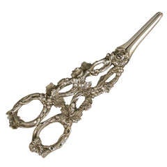Pair William IV Antique Silver Pierced Vine Pattern Grape Scissors