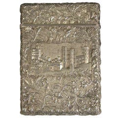 Victorian Silver Castle-Top Card Case 'Windsor Castle & Westminster Abbey'