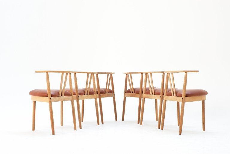 Danish Hans Olsen Set of Six Oak Dining Chairs