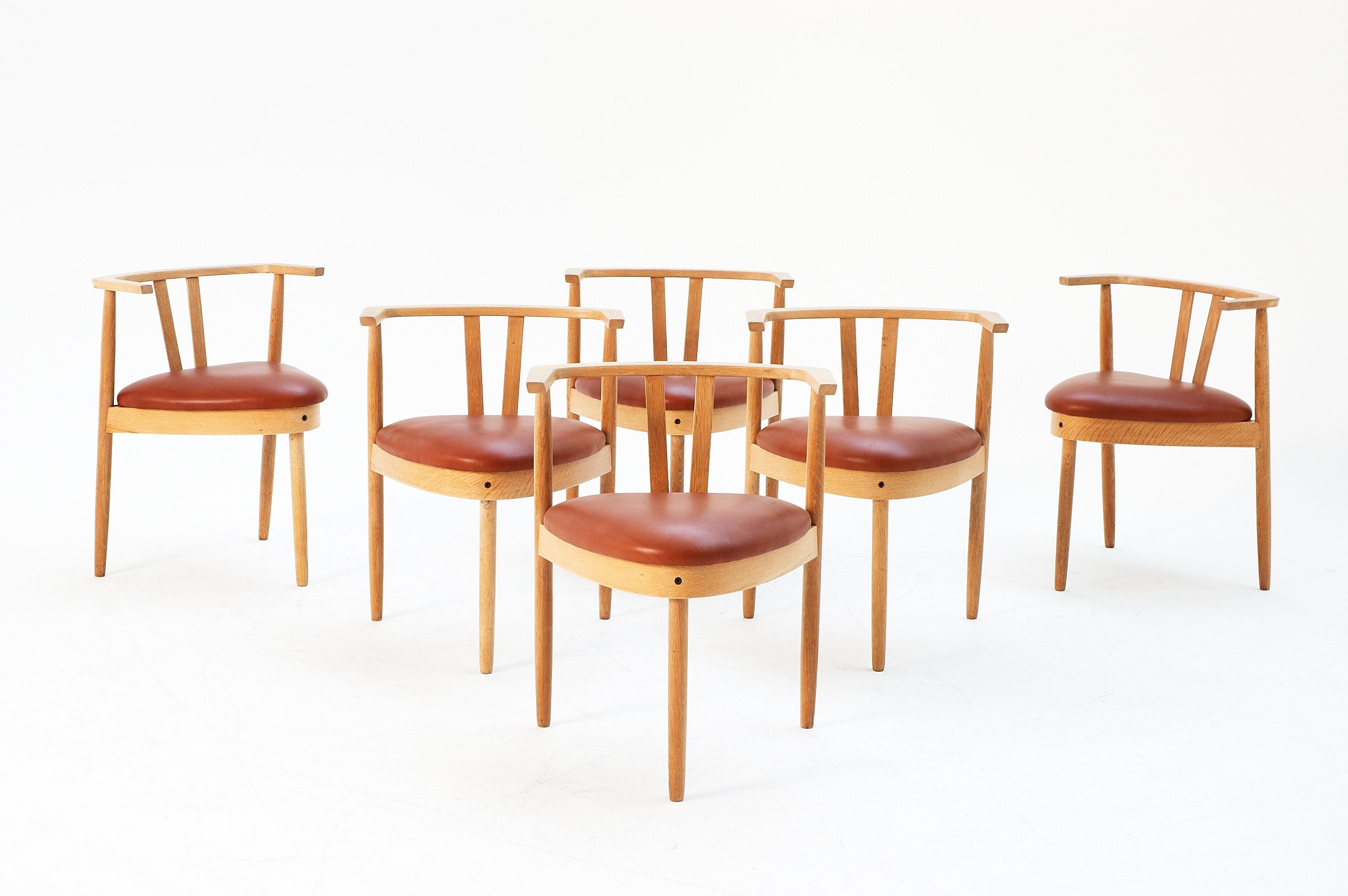 Hans Olsen Set of Six Oak Dining Chairs