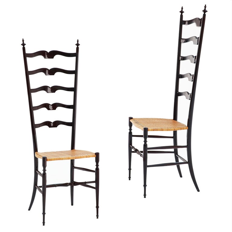 Pair of 2 Italian high back chairs by Chiavari For Sale at 1stdibs