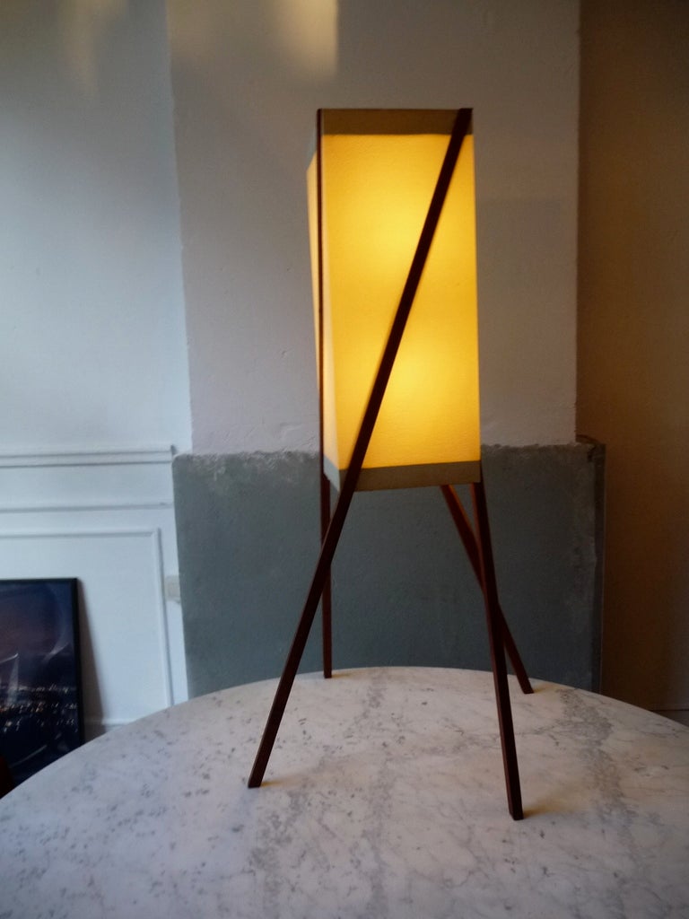 American Floor Lamp in paper and teak, in Noguchi' style For Sale