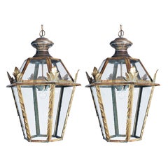 A pair of 20th century copper, hexagonal lanterns
